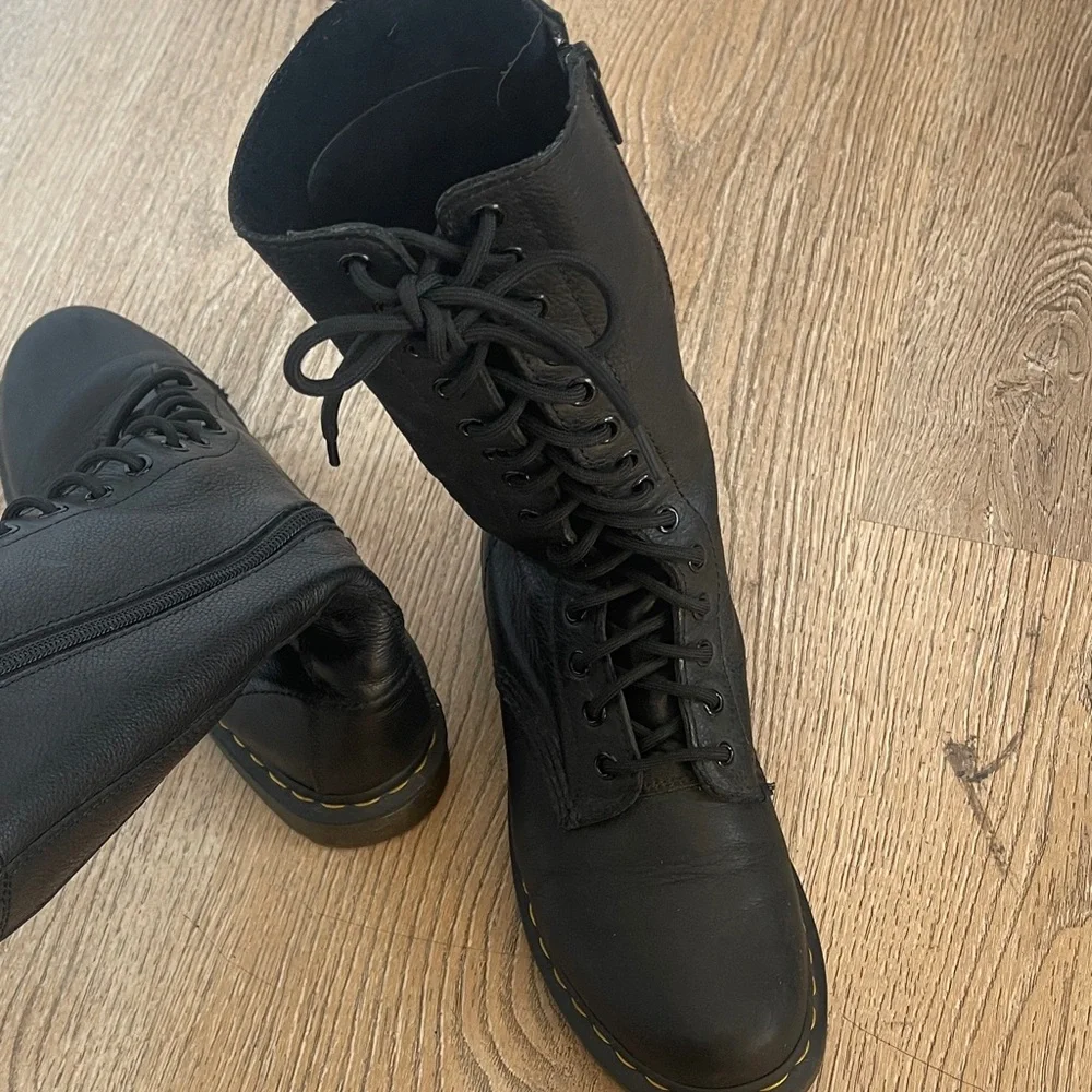 Dr. Martens Black Leather Lace-Up Combat Boots - Picture 6 of 6